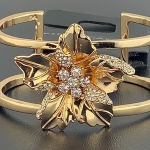 Vince Camuto Gold Tone Flower Cuff Bracelet